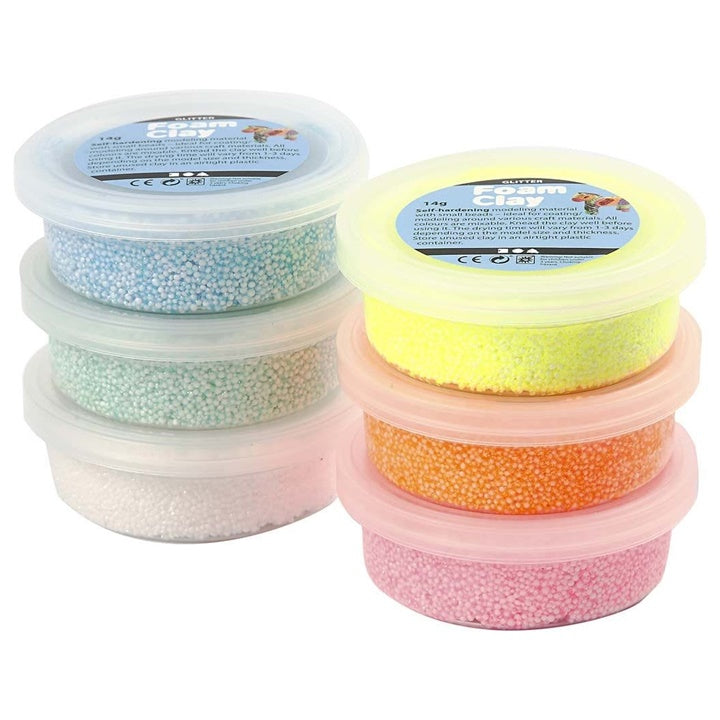 Foam Clay Modeling Clay, Pastel Glitter, 6 x 14 g