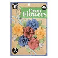 Foam Flowers DIY Set, Blue and Yellow, 3 pcs, image 1