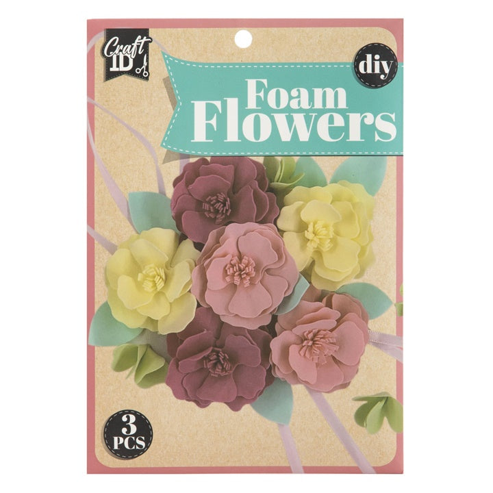 Foam Flowers DIY Set, Brown-Yellow, 3 pcs — image 1