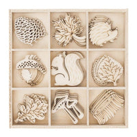 Forest Wooden Decorative Ornaments Set of 45