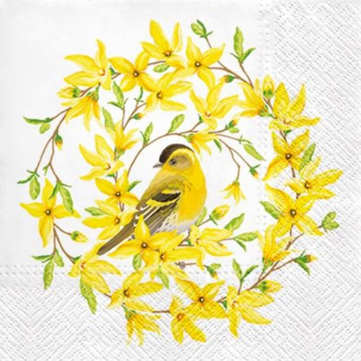 Forsythia & Bird Decoupage Napkins - 1 pc