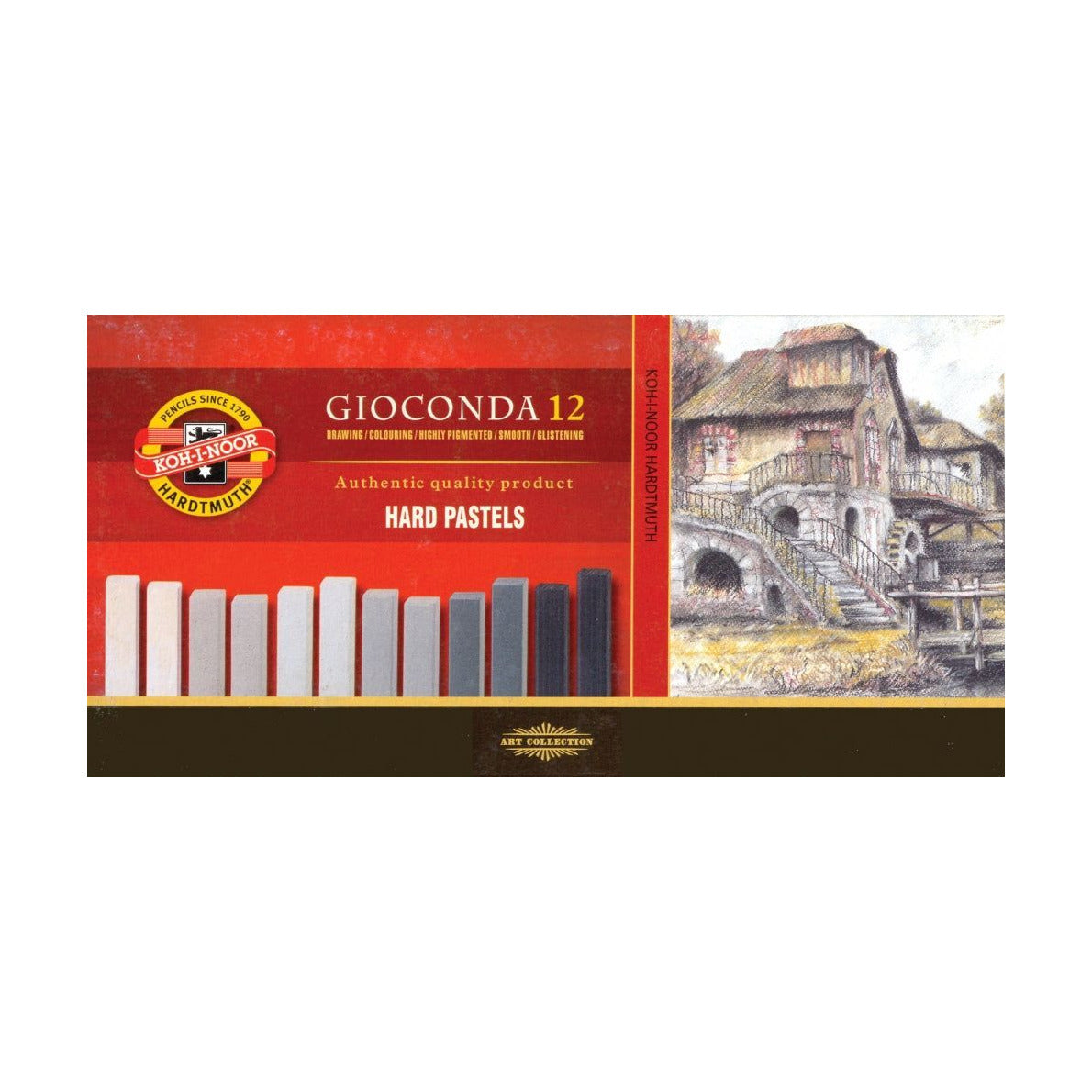 GIOCONDA 8122G Oil Pastels HARD, Set of 12, 7x7 mm, Gray Shade