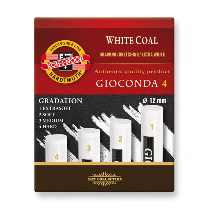 Gioconda White Charcoal Sticks Set / 4 Hardness Grades