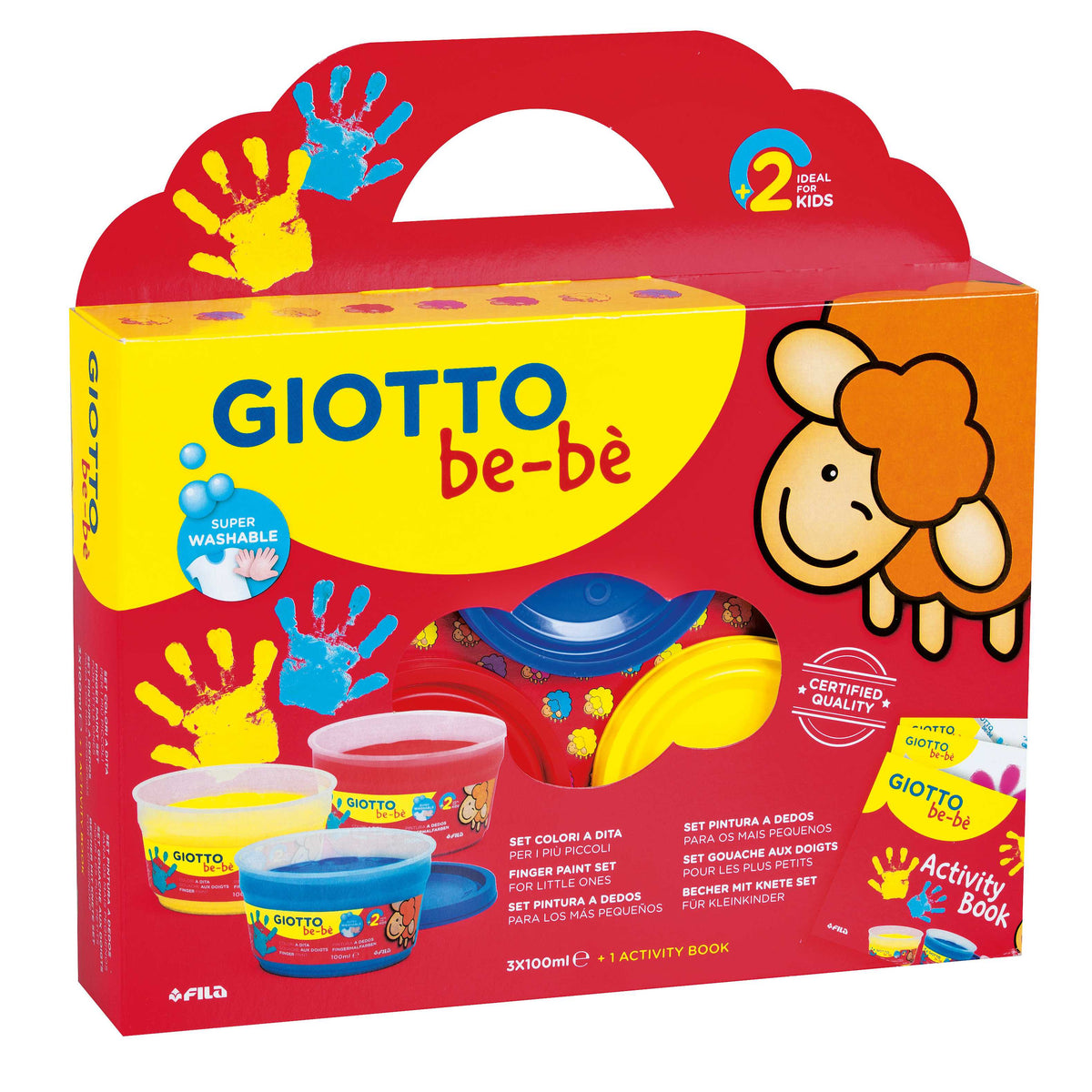 GIOTTO Be-Be Finger Paint Set of 3 x 150 ml with Activity Book