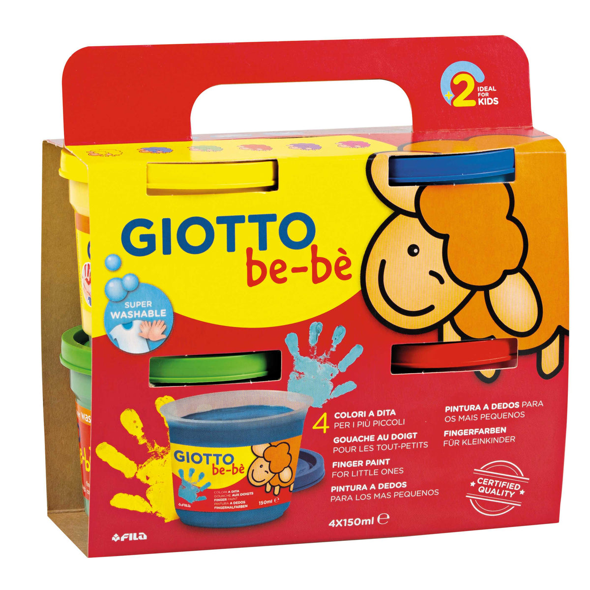 GIOTTO be-bè Finger Paints, 4 x 150 ml