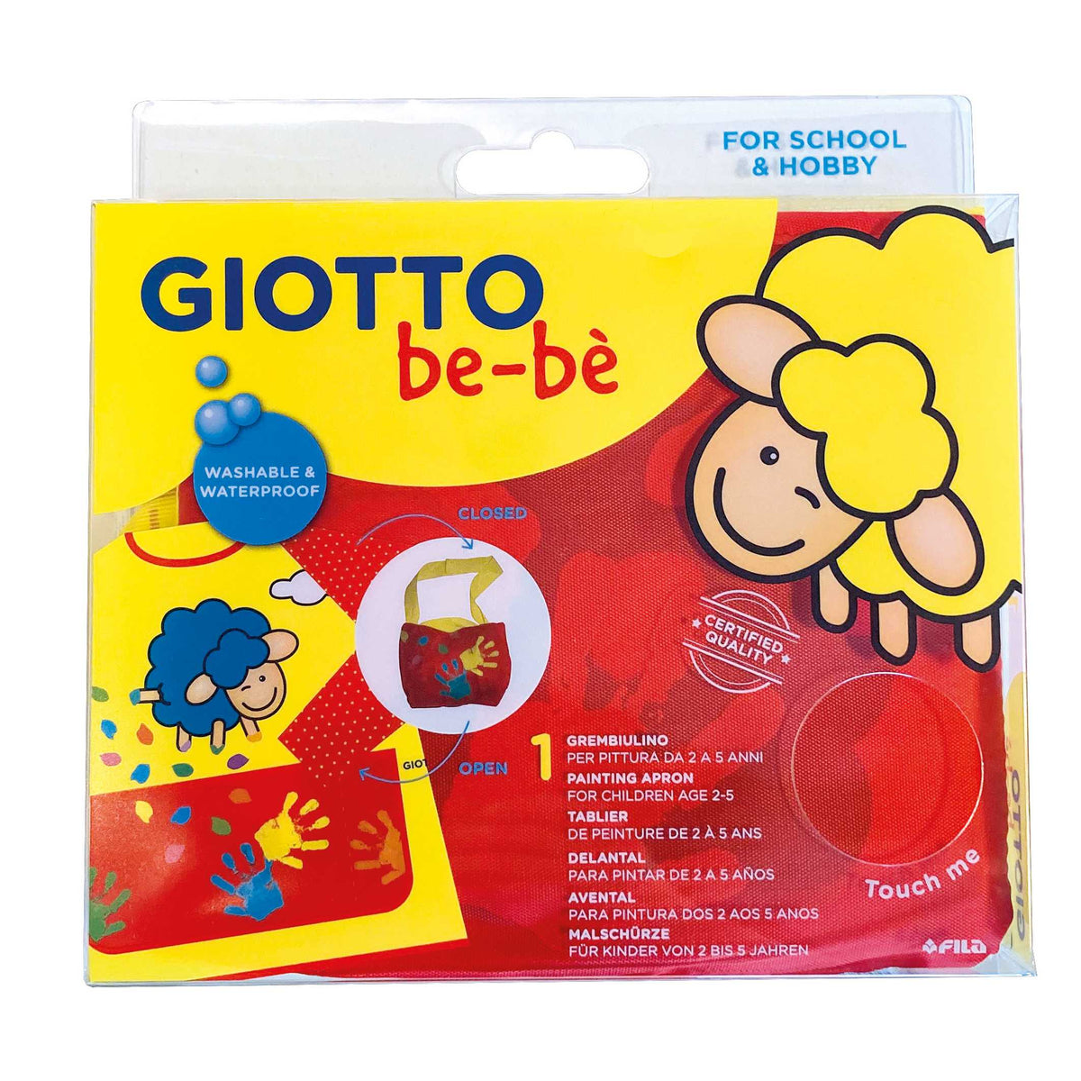 GIOTTO be-bè Kids Painting Apron with Sleeves (Ages 2–5)