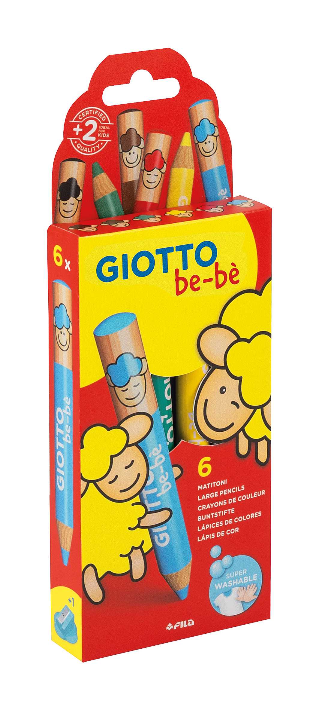 GIOTTO Be-Be Thick Round Colored Pencils, Set of 6 Colors
