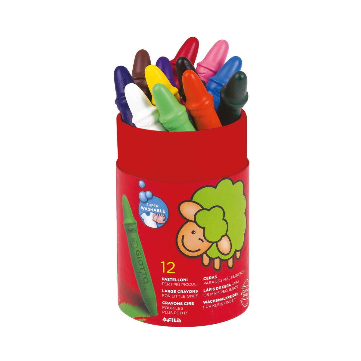 GIOTTO be-be Thick Wax Crayons, Set of 12, in Cardboard Tube