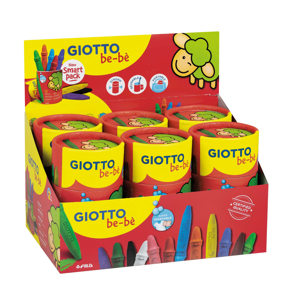 GIOTTO be-be Thick Wax Crayons, Set of 12, in Cardboard Tube