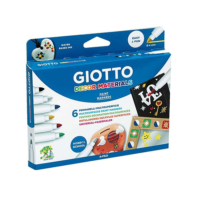 GIOTTO Decorative Markers for Materials, Set of 6