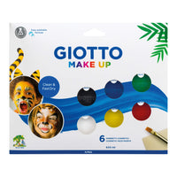 GIOTTO Make Up Face Paint Set, 6 x 5 ml, with Brush and Sponge