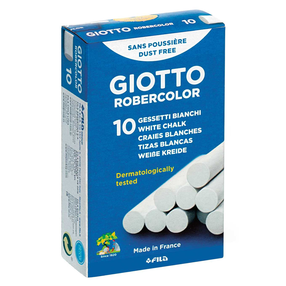 GIOTTO Robercolor Dust-Free White Chalk, Set of 10