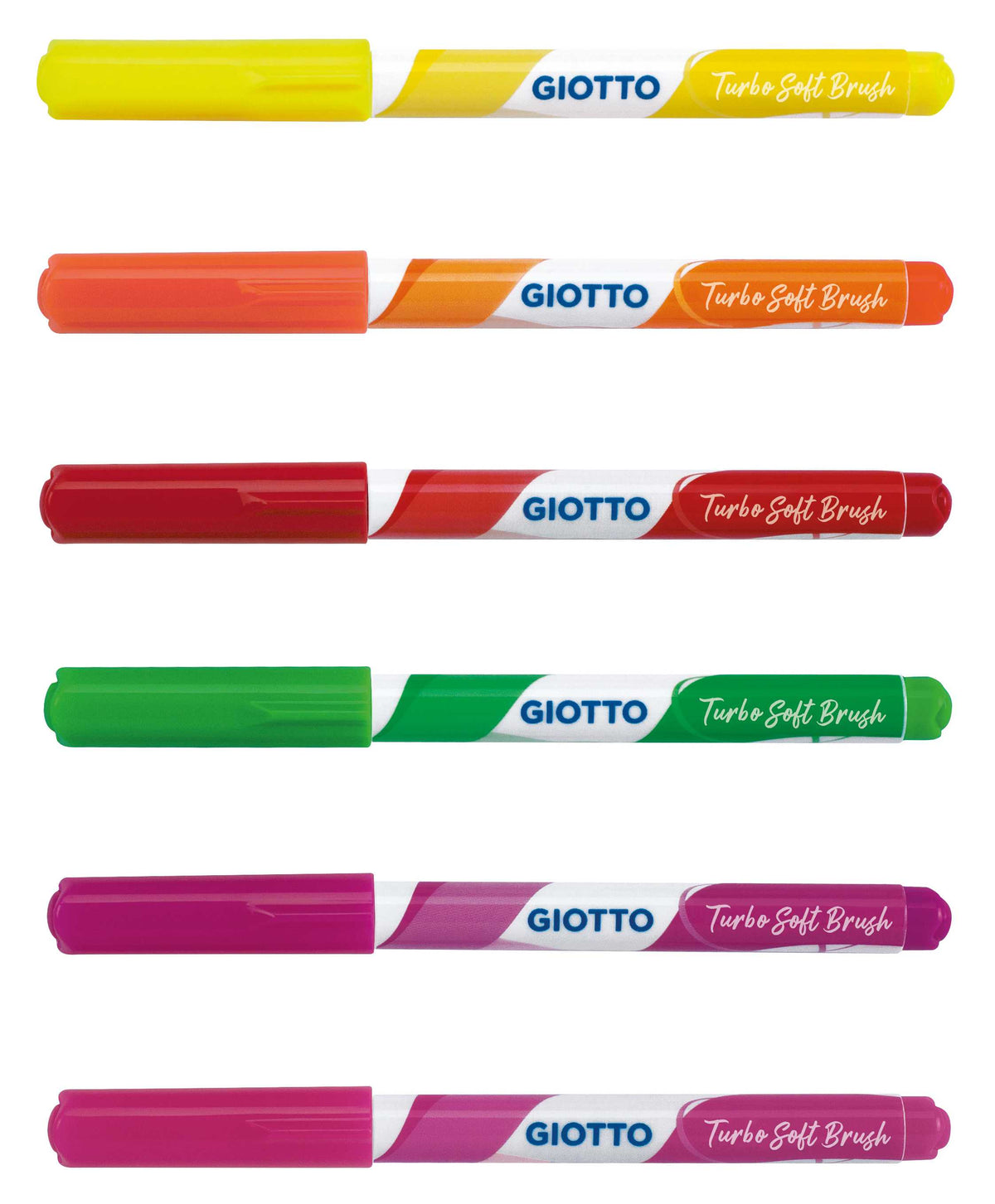 GIOTTO Turbo Soft Brush Fluo Brush Pens, Set of 6