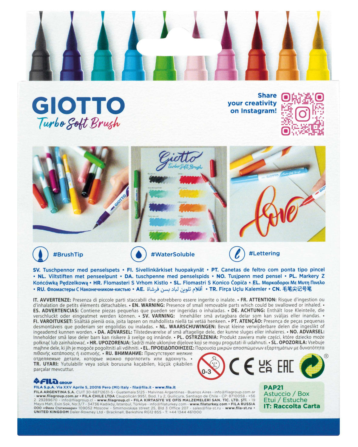 GIOTTO Turbo Soft Brush Markers, Set of 10