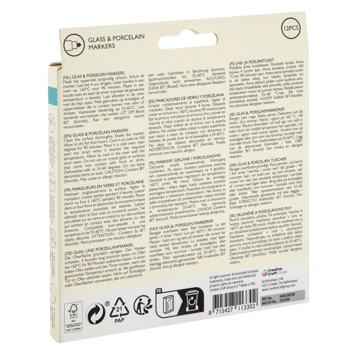 Glass and Porcelain Marker Set of 12 — image 3