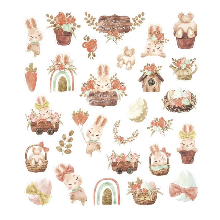 Glittery Easter Stickers | Country Style, 28 Pcs