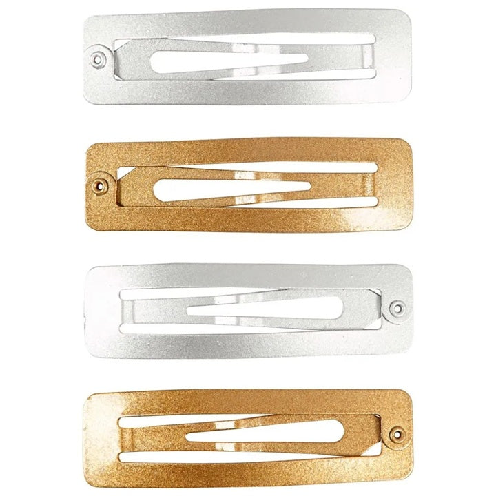 Gold and Silver Metal Hair Clips, 4 pcs | various sizes — image 1