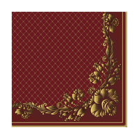 Gold Frame and Net on Crimson Eco Decoupage Napkins - 1 pc