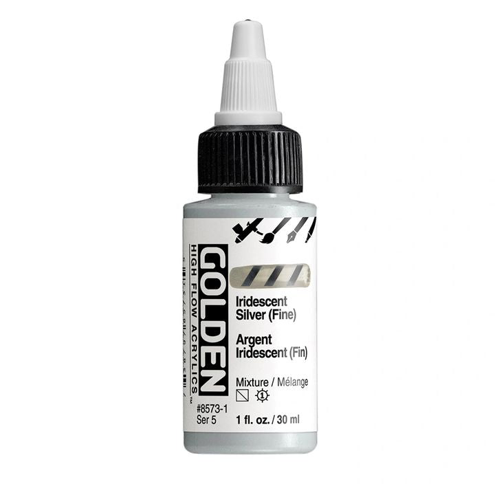 GOLDEN High Flow Iridescent Acrylic Paint 30 ml – 8573 Silver Fine