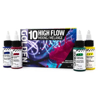 GOLDEN High Flow Mixing Acrylic Paint Set, 10 x 30 ml