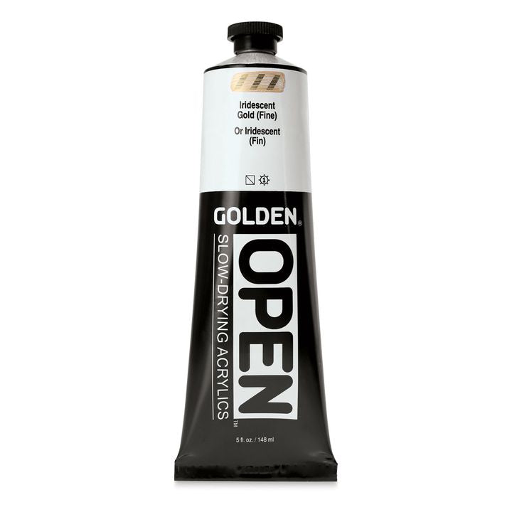 GOLDEN OPEN Acrylic Paint, Slow-Drying, Iridescent, 148 ml – 7484 Gold Fine