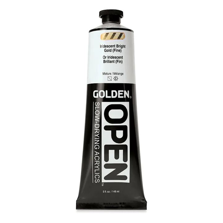 GOLDEN OPEN Acrylic Paint, Slow-Drying, Iridescent, 148 ml – 7480 Bright Gold Fine