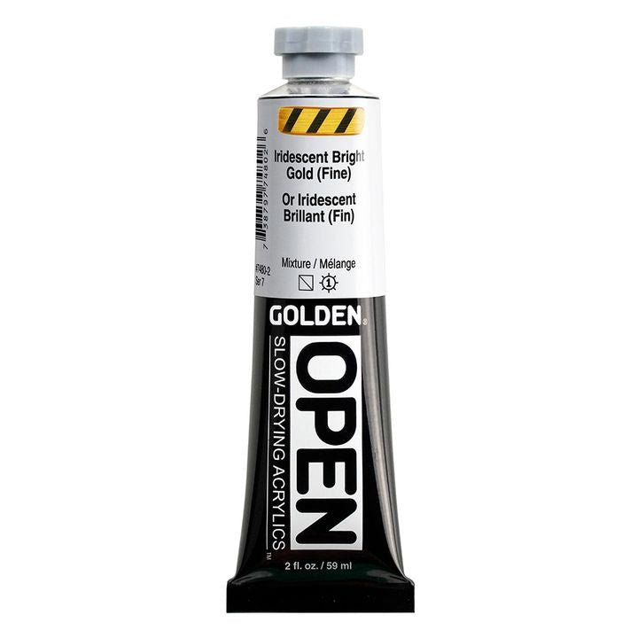 GOLDEN OPEN Slow-Drying Iridescent Acrylic Paint 59 ml – 7480 Bright Gold Fine
