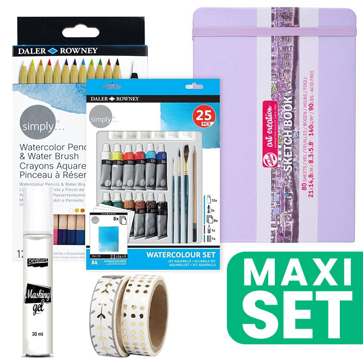 Handy Art Journal Painting Set, 21 x 14.8 cm, Watercolor, Pastel Purple