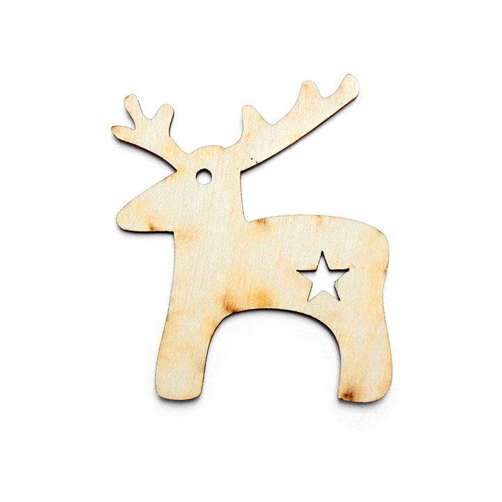 Hanging Wooden Decoupage Ornament - Reindeer