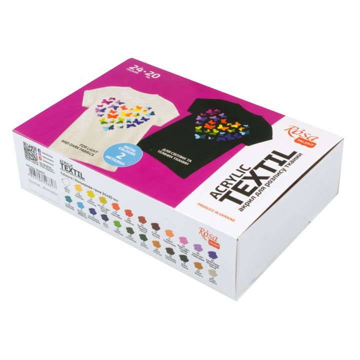 HEART ROSA TALENT Комплект акрилни бои за текстил 24x20 ml — изображение 1