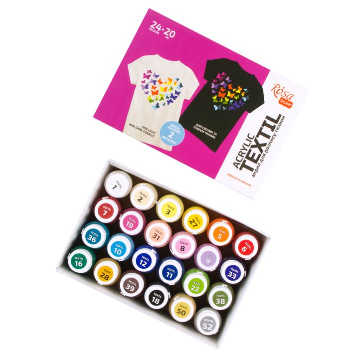 HEART ROSA TALENT Комплект акрилни бои за текстил 24x20 ml — изображение 3
