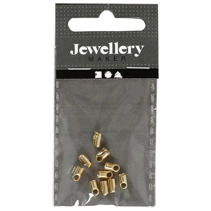 Jewelry End Caps with Loop, Gold, 3 mm, Set of 10