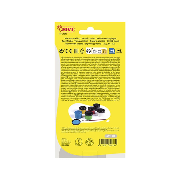 JOVI Acrylic Paint Set of 6 x 35 ml + Brush