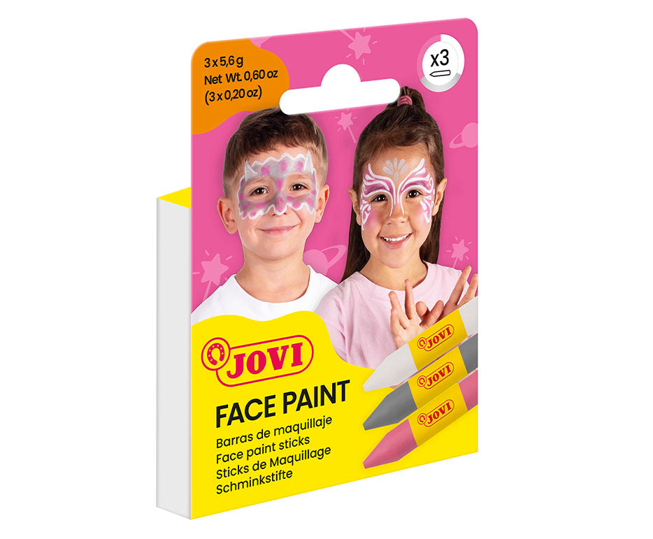JOVI Face Paint Sticks Set 3 x 5.6 g - Pink, Silver, White