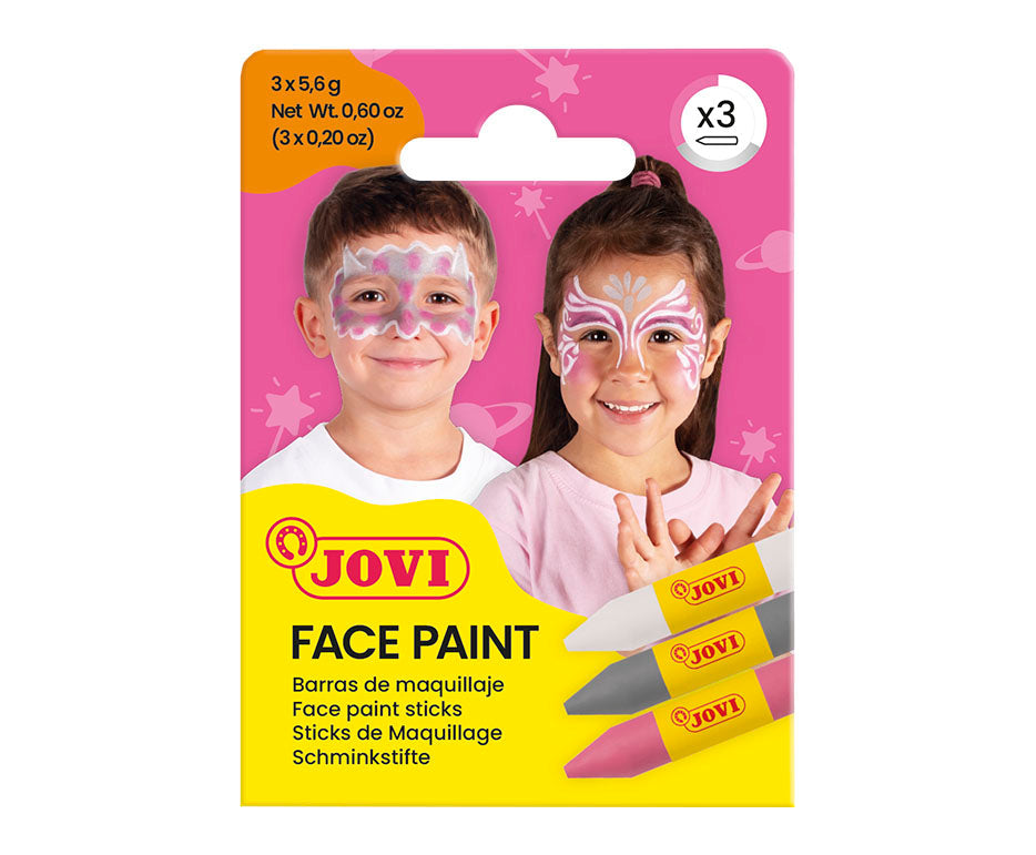 JOVI Face Paint Sticks Set 3 x 5.6 g - Pink, Silver, White