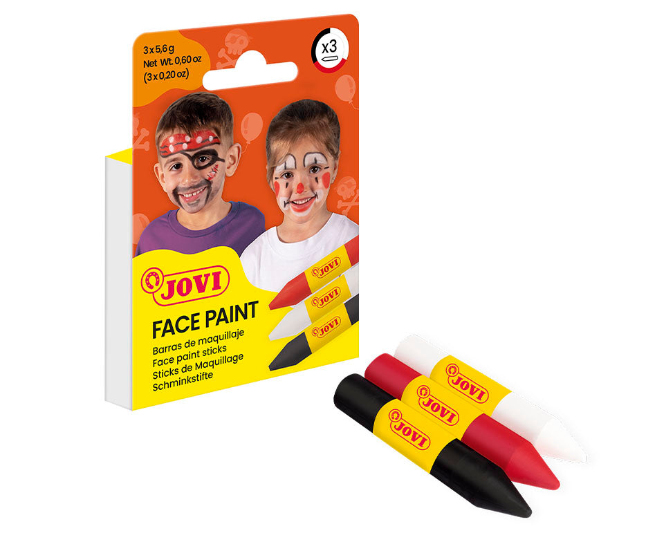 JOVI Face Paint Sticks Set - Red, White & Black - 3 x 5.6 g