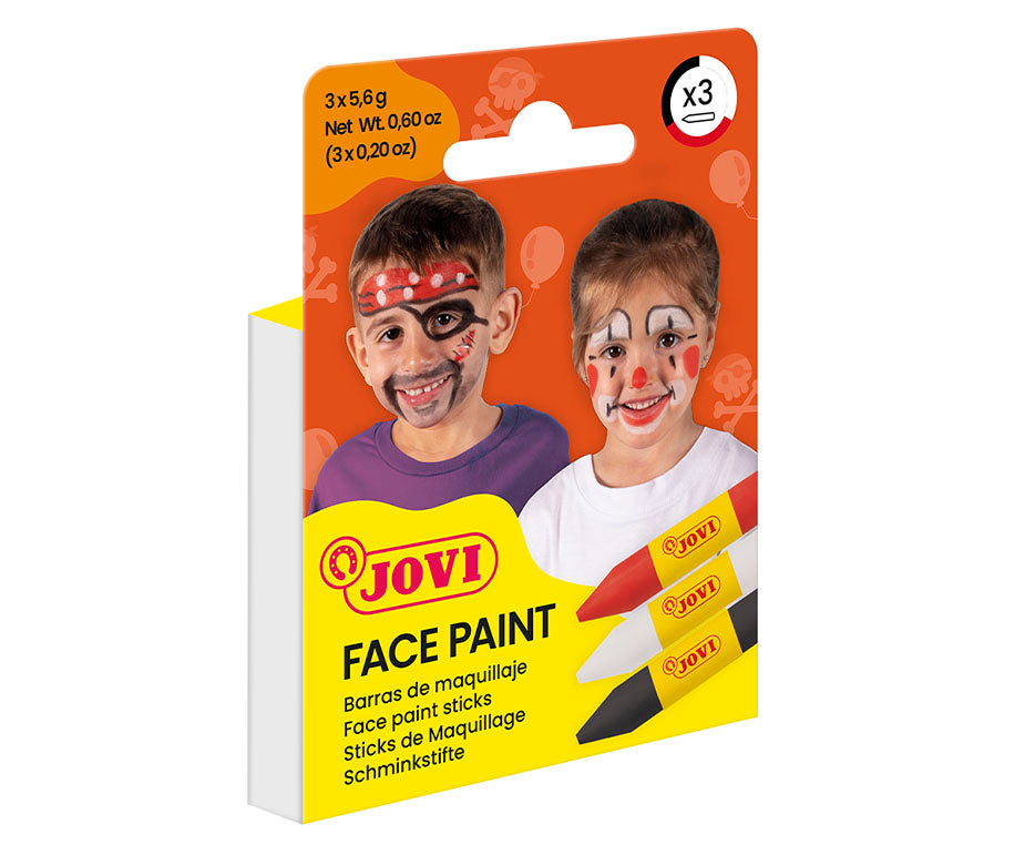 JOVI Face Paint Sticks Set - Red, White & Black - 3 x 5.6 g
