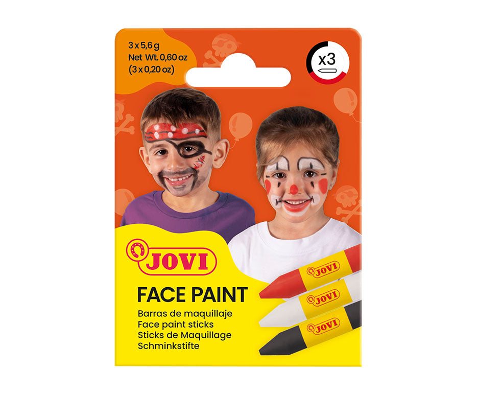 JOVI Face Paint Sticks Set - Red, White & Black - 3 x 5.6 g