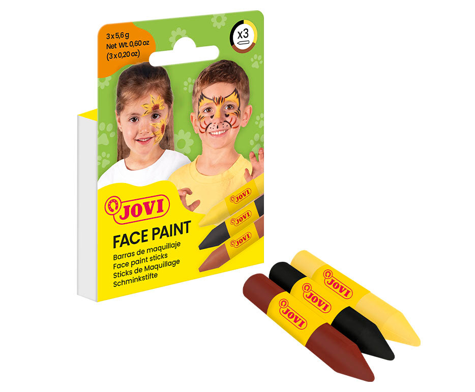 JOVI Face Paint Sticks Set - Yellow, Brown, Black - 3 x 5.6 g