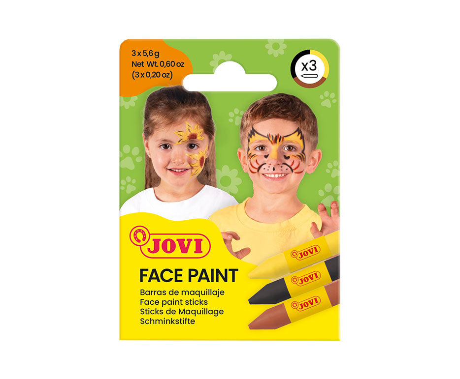 JOVI Face Paint Sticks Set - Yellow, Brown, Black - 3 x 5.6 g