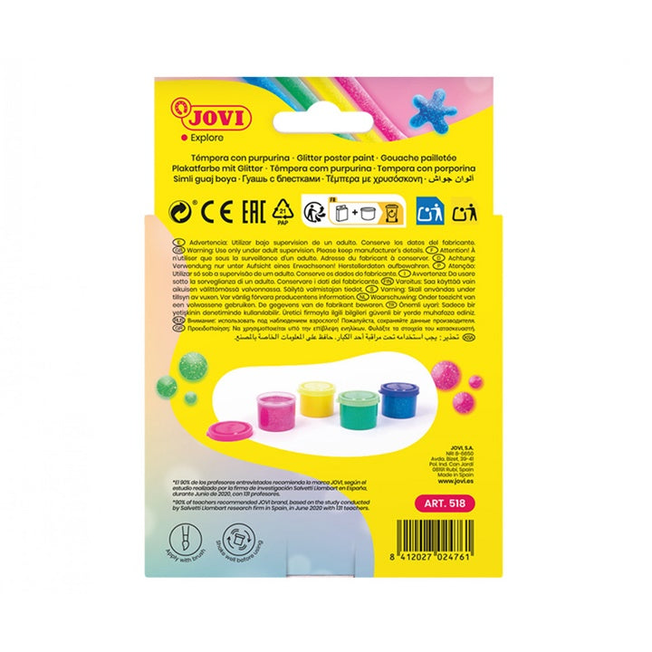 JOVI Glitter Tempera Paints, Set of 4, 4 × 35 ml