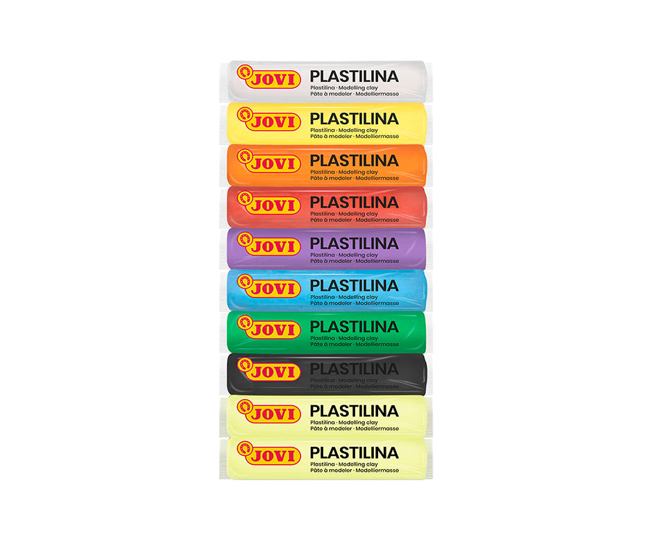 JOVI Glow Natural Modeling Clay 10 x 15 g – 8 Colors + 2 Glow in the Dark