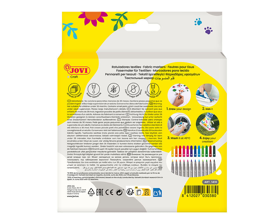 JOVI Jovidecor Textil Fabric Markers Brush Tip 12 pcs