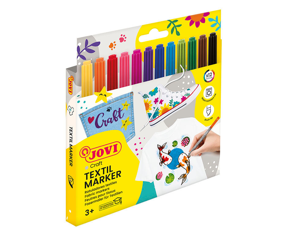JOVI Jovidecor Textil Fabric Markers Brush Tip 12 pcs