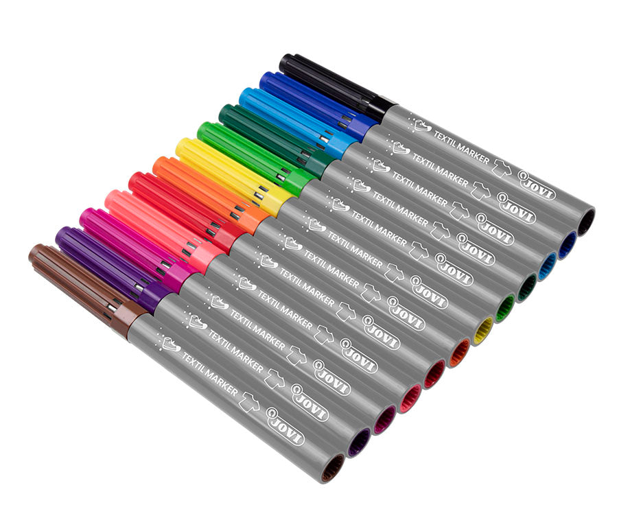 JOVI Jovidecor Textil Fabric Markers Brush Tip 12 pcs