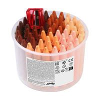 JOVI Jumbo Round Wax Crayons, Skin Tones, Set of 60 with Sharpener
