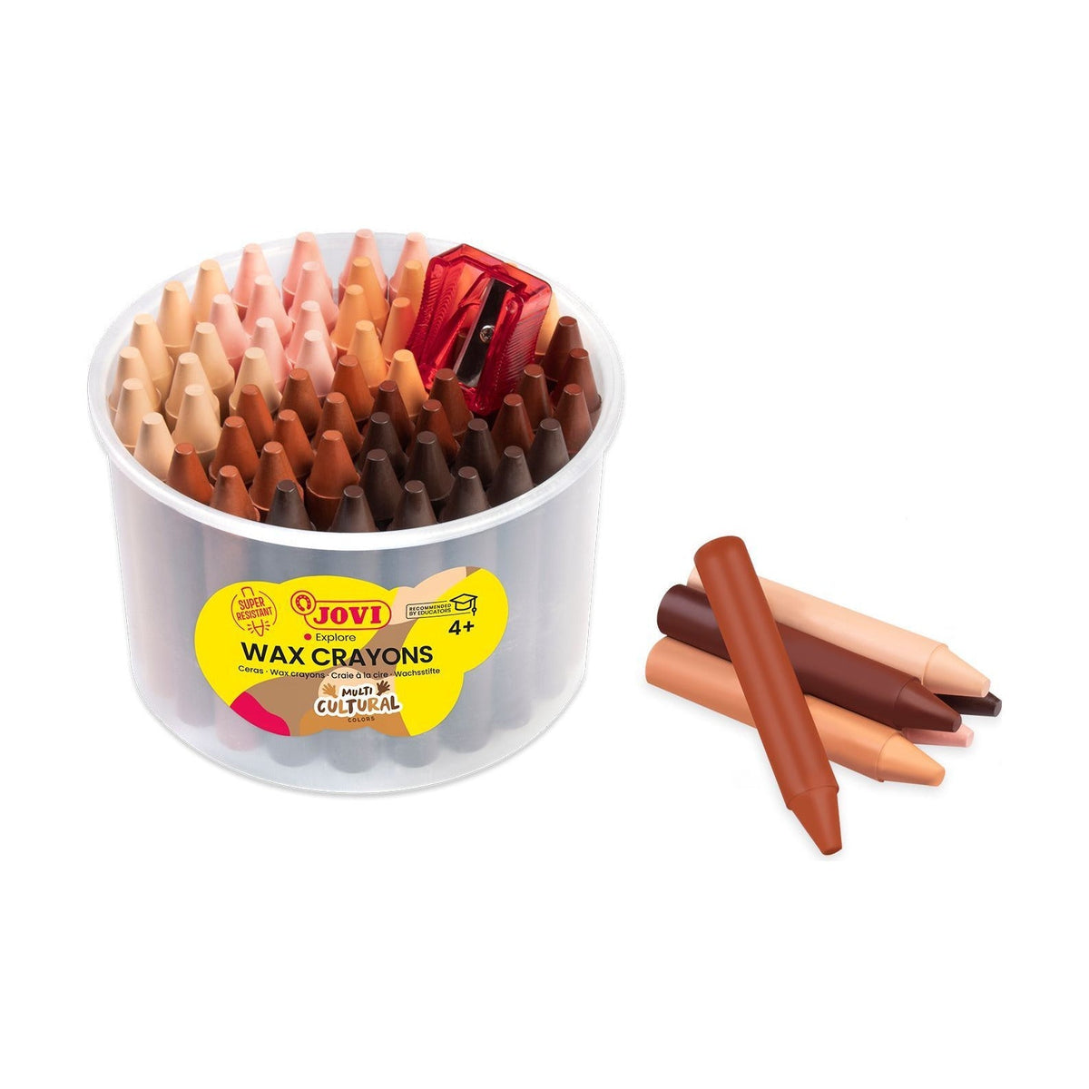 JOVI Jumbo Round Wax Crayons, Skin Tones, Set of 60 with Sharpener