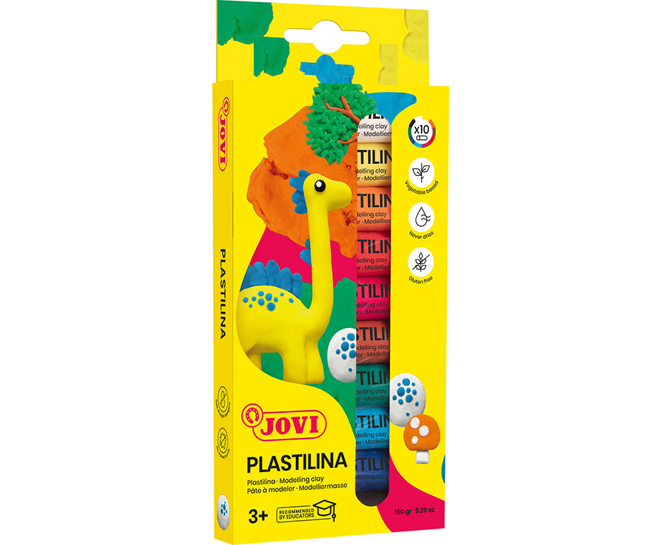 JOVI Modeling Clay Set, Natural Plasticine, 10 x 15 g
