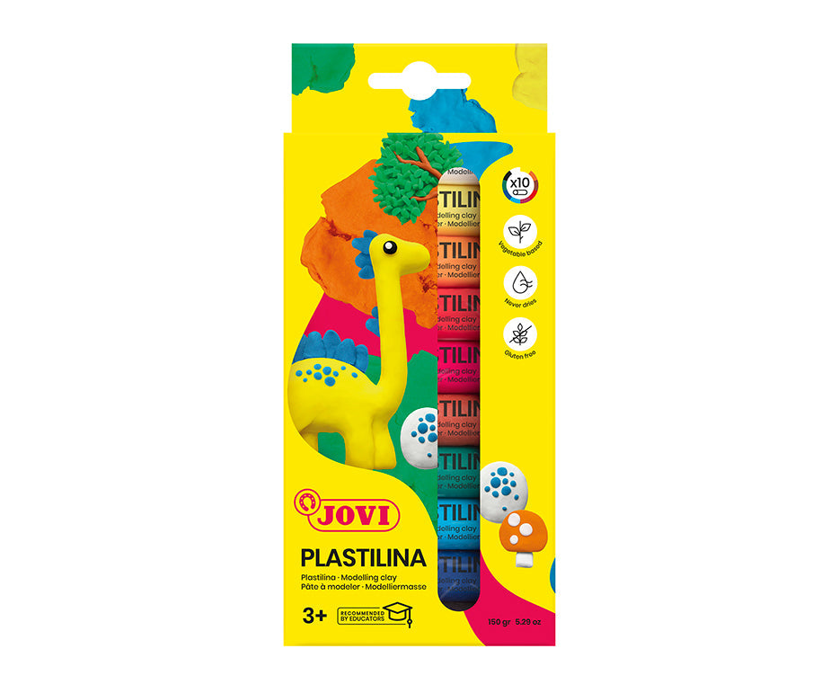 JOVI Modeling Clay Set, Natural Plasticine, 10 x 15 g
