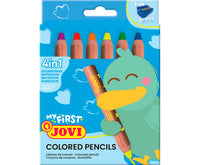 JOVI My First 4-in-1 Multi-Purpose Round Colored Pencils - Set of 6 with Sharpener